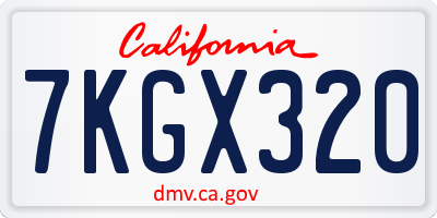 CA license plate 7KGX320