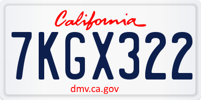CA license plate 7KGX322
