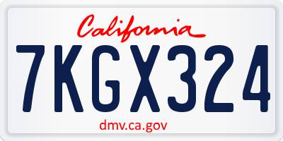 CA license plate 7KGX324