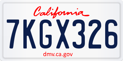 CA license plate 7KGX326