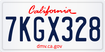 CA license plate 7KGX328