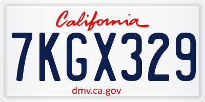 CA license plate 7KGX329