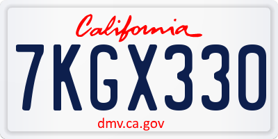 CA license plate 7KGX330