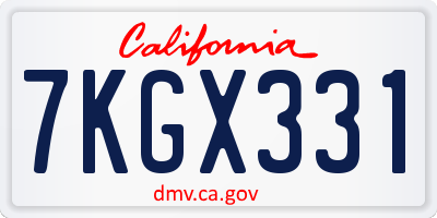 CA license plate 7KGX331