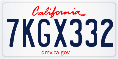CA license plate 7KGX332