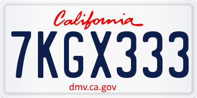CA license plate 7KGX333