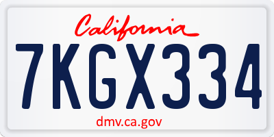 CA license plate 7KGX334
