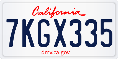CA license plate 7KGX335