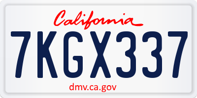 CA license plate 7KGX337