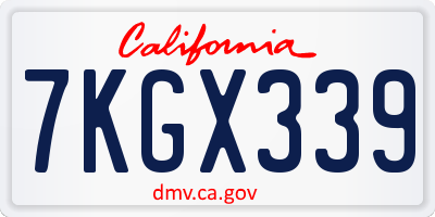 CA license plate 7KGX339