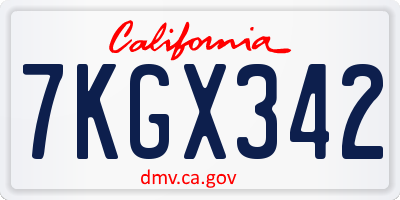 CA license plate 7KGX342