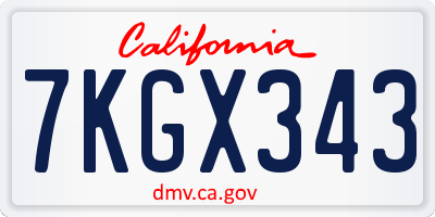 CA license plate 7KGX343