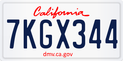 CA license plate 7KGX344