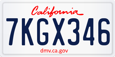 CA license plate 7KGX346
