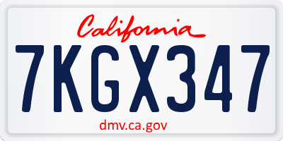 CA license plate 7KGX347