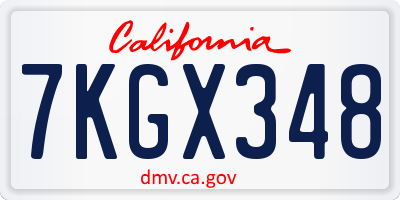 CA license plate 7KGX348