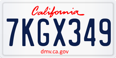 CA license plate 7KGX349
