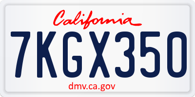 CA license plate 7KGX350