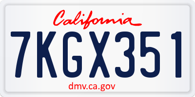 CA license plate 7KGX351