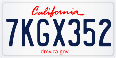 CA license plate 7KGX352