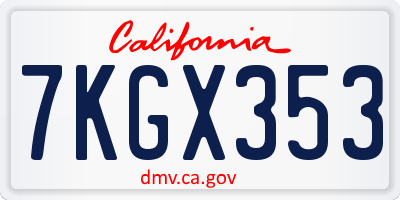 CA license plate 7KGX353
