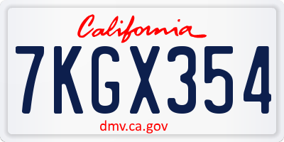 CA license plate 7KGX354