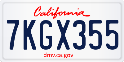 CA license plate 7KGX355