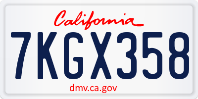 CA license plate 7KGX358