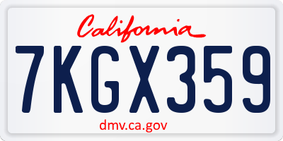 CA license plate 7KGX359