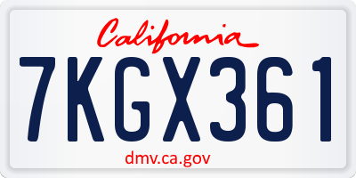 CA license plate 7KGX361