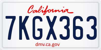 CA license plate 7KGX363