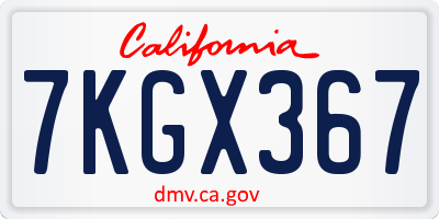 CA license plate 7KGX367