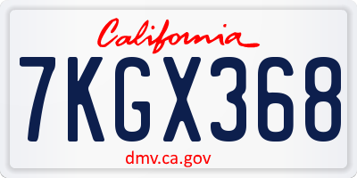 CA license plate 7KGX368