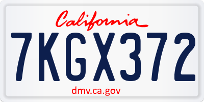 CA license plate 7KGX372
