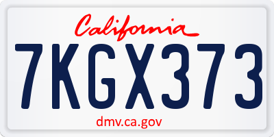 CA license plate 7KGX373