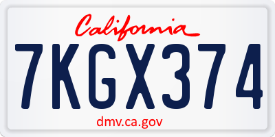 CA license plate 7KGX374