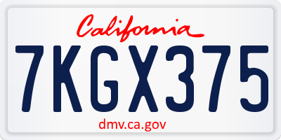 CA license plate 7KGX375