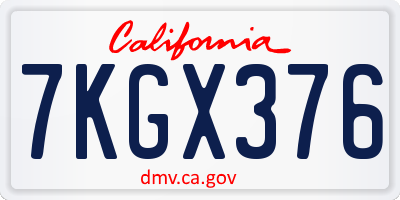 CA license plate 7KGX376