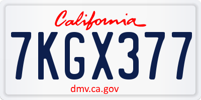 CA license plate 7KGX377