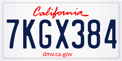 CA license plate 7KGX384