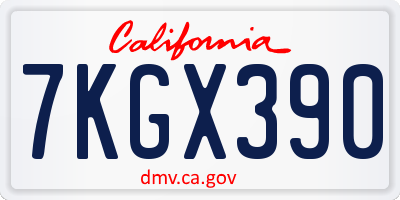 CA license plate 7KGX390