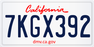 CA license plate 7KGX392