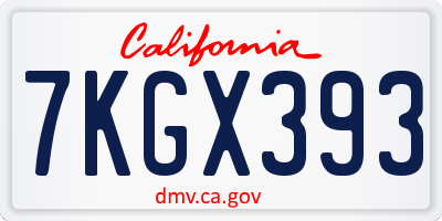 CA license plate 7KGX393