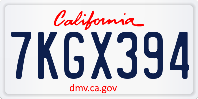 CA license plate 7KGX394
