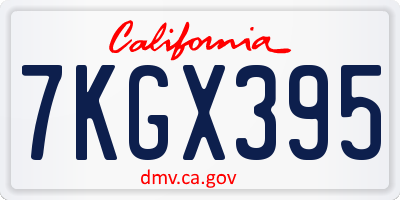 CA license plate 7KGX395