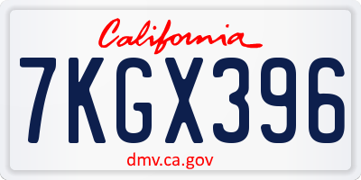 CA license plate 7KGX396