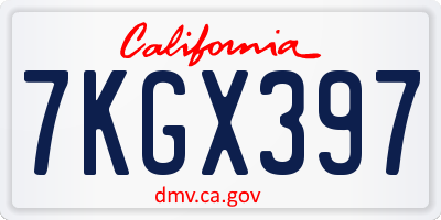 CA license plate 7KGX397