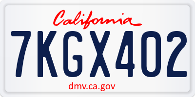 CA license plate 7KGX402