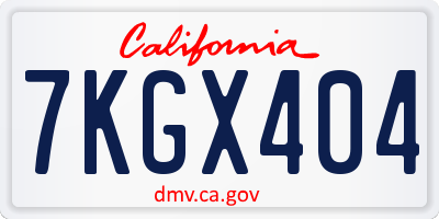 CA license plate 7KGX404