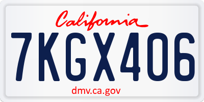 CA license plate 7KGX406